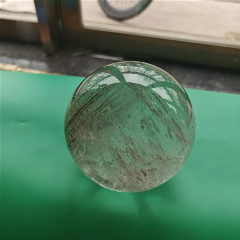 Rutilated quartz crystal ball natural clear crystal sphere for craft