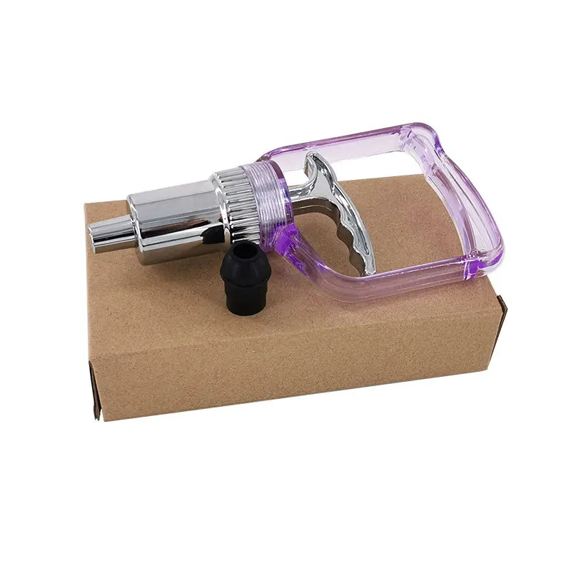 New Fashion Transparent Purple Color Air pump Big Size Cupping Hand Pump Vacuum Gun For Beauty Love Heart Shape Cupping Cup