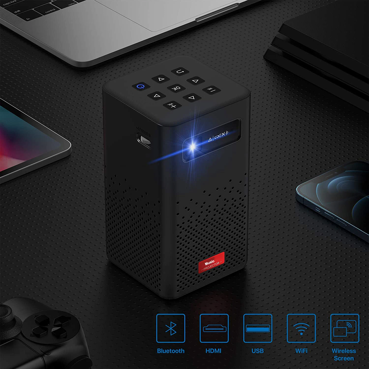DLP Projector Android Mini Pocket Portable Battery Android 9.0 System with Blue-tooth Projector