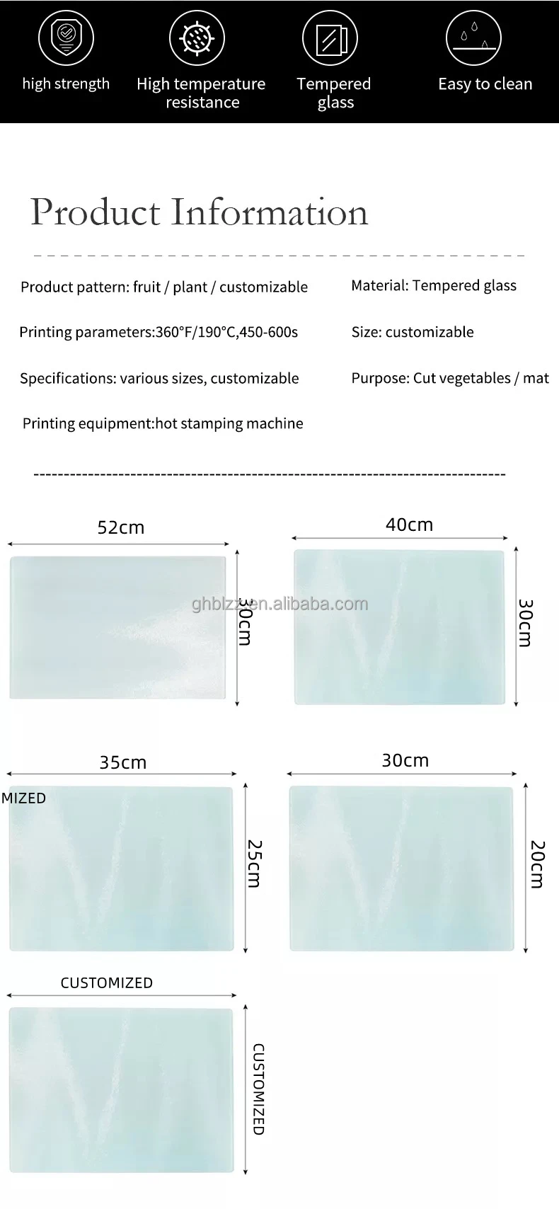 Sunmeta Custom Tempered Sublimation Chinchilla Glass Cutting Board for Kitchen