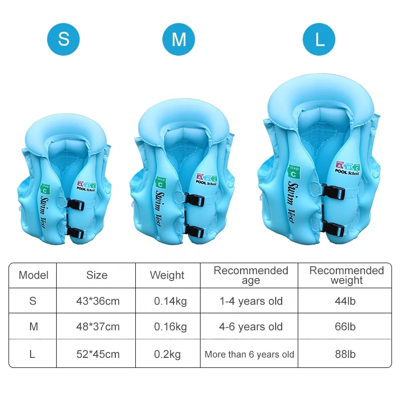 New Inflatable Swim Jacket Float Vest Swimsuit For Kids 44 Ib Children Head Protection Buoyancy Life Vest
