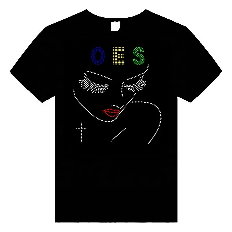 Latest Iron on Bling Afro Girl Hotfix OES  Rhinestones Transfer Iron on Heat  Transfer Motif Designs for Tshirt