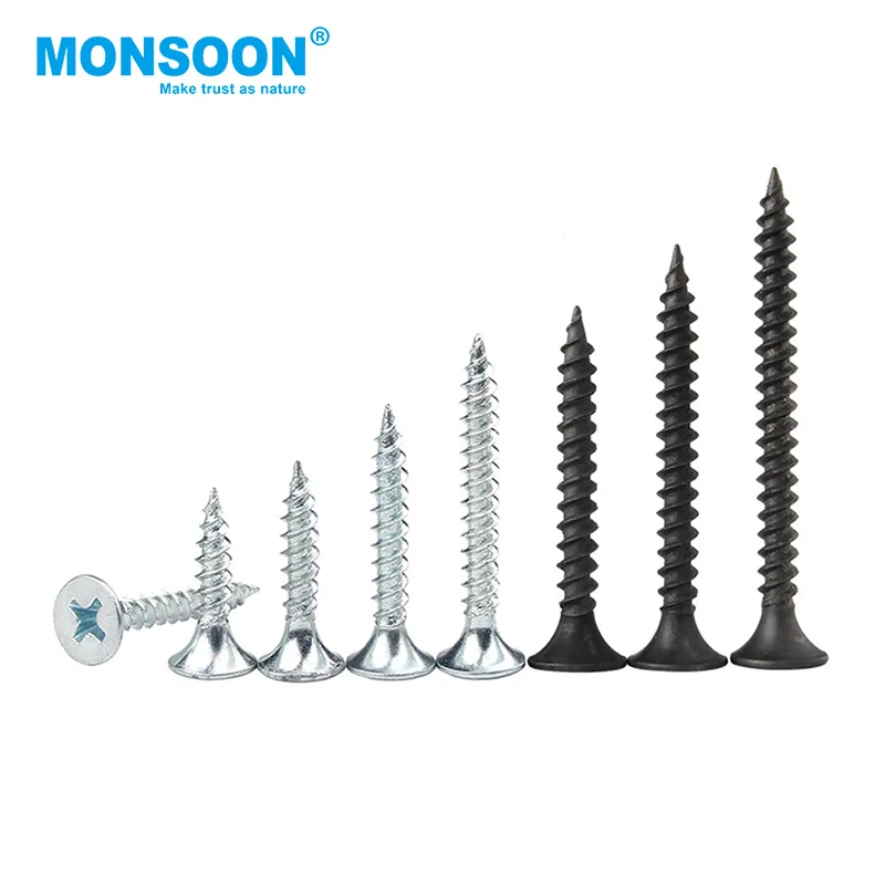 customized size black phosphate metal screw 3.5x25mm gypsum board Zinc Plated black drywall screws for gypsum board
