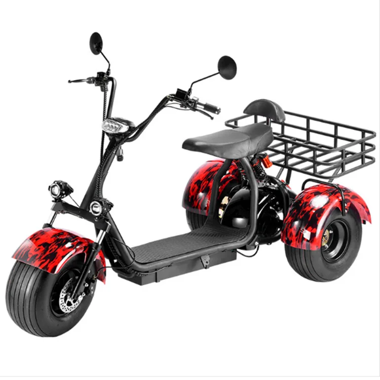60V 2000W 3000W Motor Electric Trike Scooter 3 Wheels Fat Tire Steel Material Adults Lithium Battery 3-Wheeled Moped Passengers