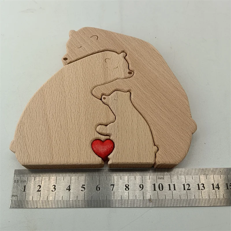 Custom Engraved Family Name Wooden Bear Family Puzzle Keepsake Gift Wooden Animal Family Puzzle for Parents