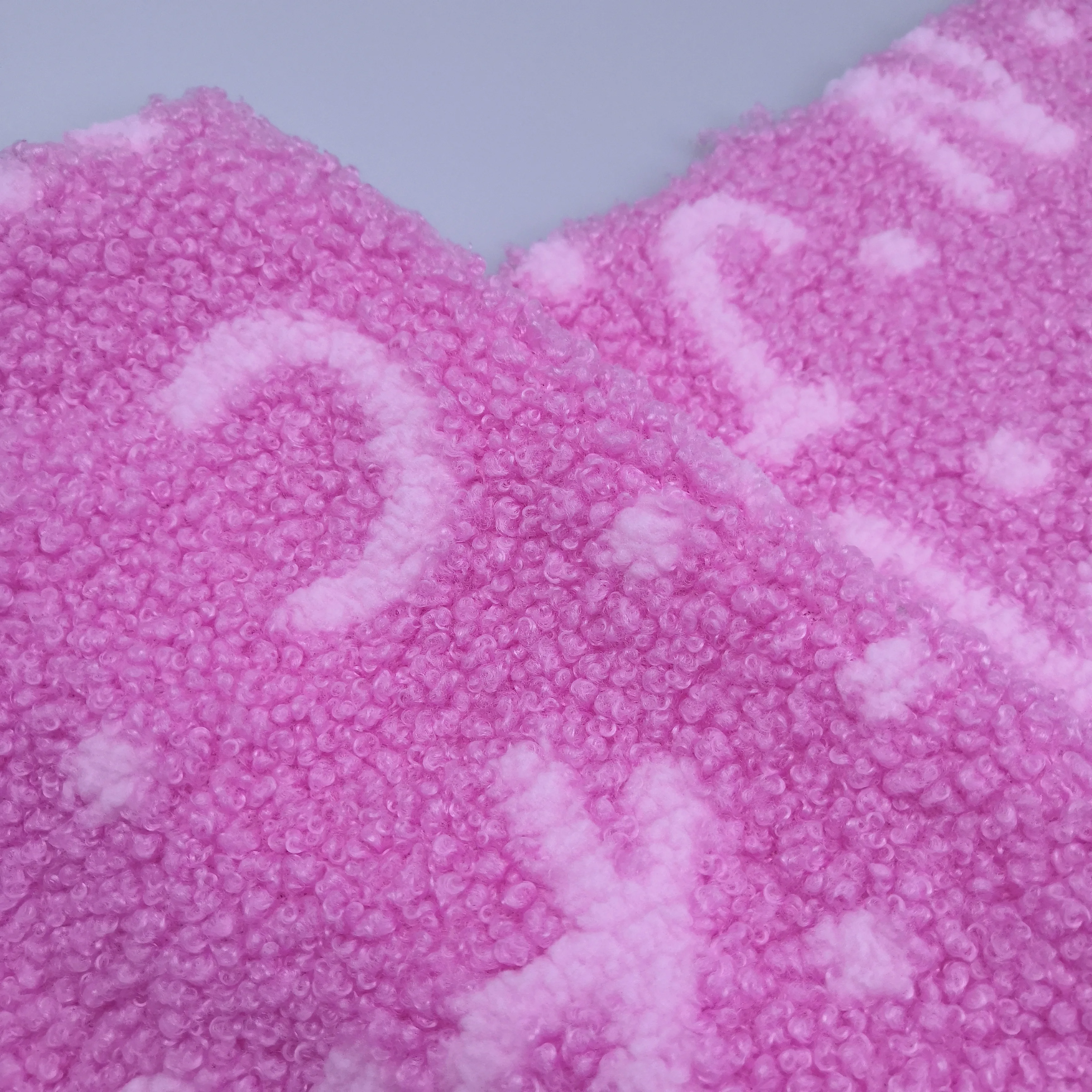 Winter fashion garment warm keeping alphabet printed coral teddy fleece fabric for coat