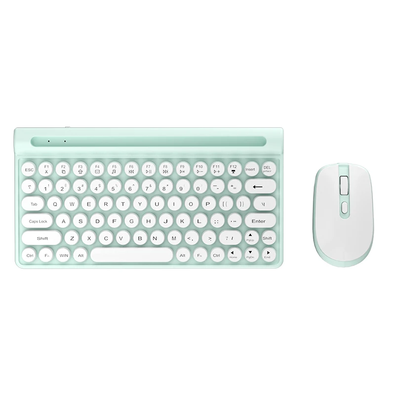 Cute Type C Bluetooth and 2.4G Dual Modes Wireless Keyboards Mouse Combos Computer Keyboard with 78 Round Keys