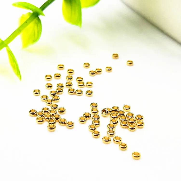 1000pcs/bag stainless steel crimp bead wholesale jewelry accessories findings IP 18K GOLD plating end beads for jewelry making