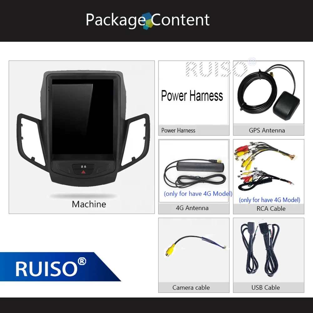 RUISO Car Radio Android Car Player For FORD fiesta 2009-2016 GPS auto carplay for Tesla Vertical Screen