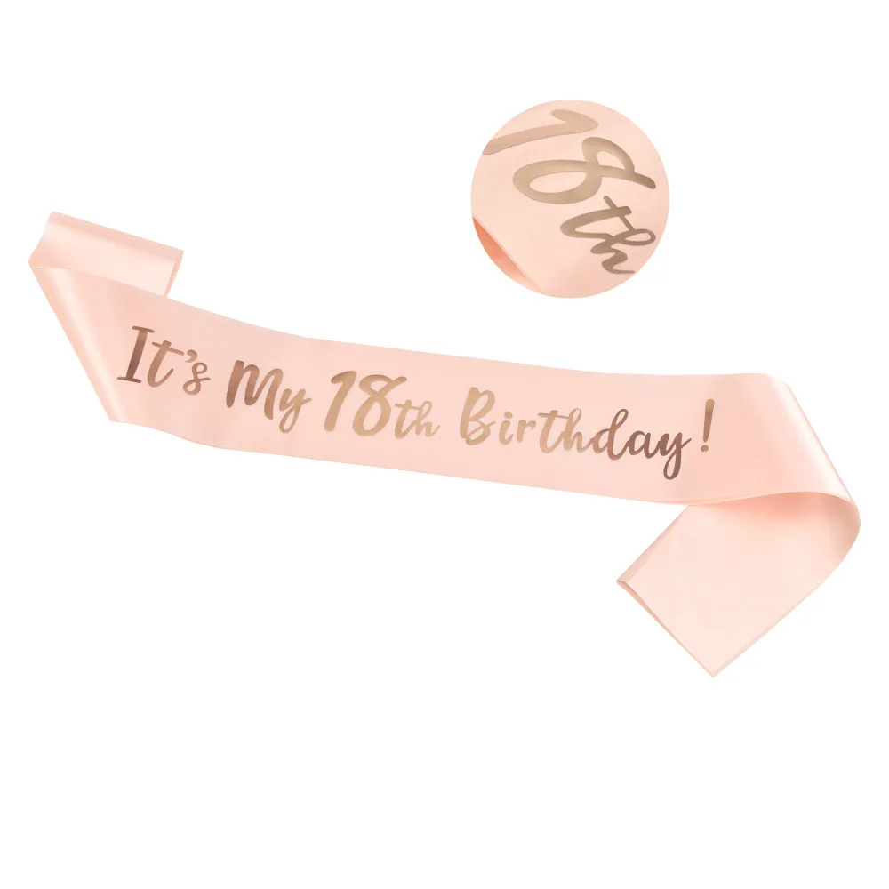 LEMON Wholesale Number Rose Gold Happy  Birthday Sash Party Decoration Satin Sash Birthday Gift Sweet Birthday Accessories
