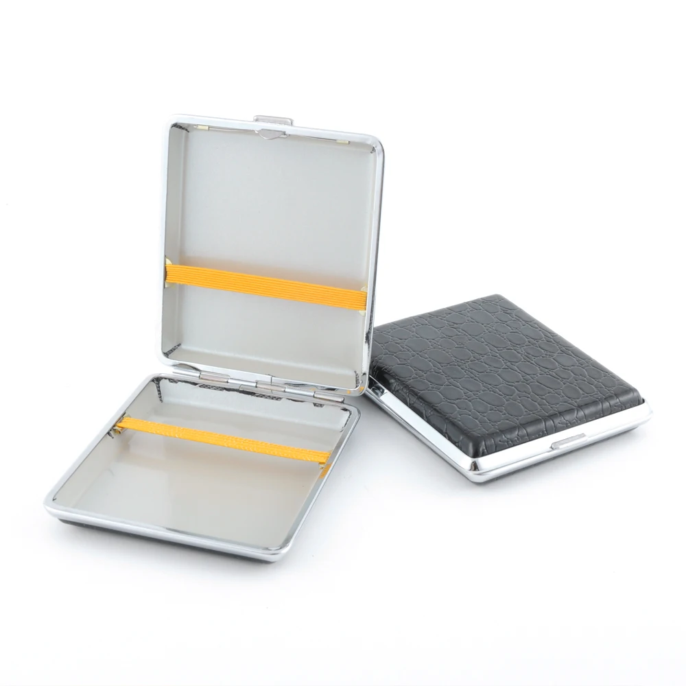 
Cigarette Box Rectangular Metal Party OEM Craft Logo Smoking Accessories Wholesale Rolling Machine Leather Cigarette Case 