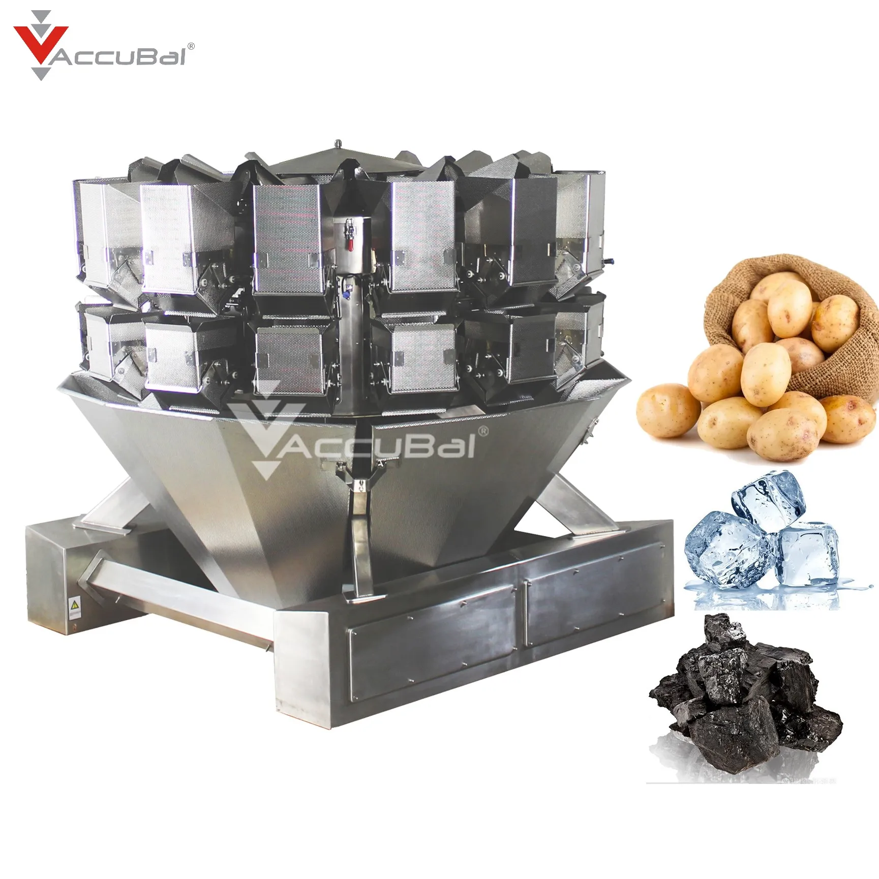 Vegetable 10 Multihead Weigher Machine For Potatoes Combination Weigher Packing Machine For Tomato, Potato, Onion,Jelly