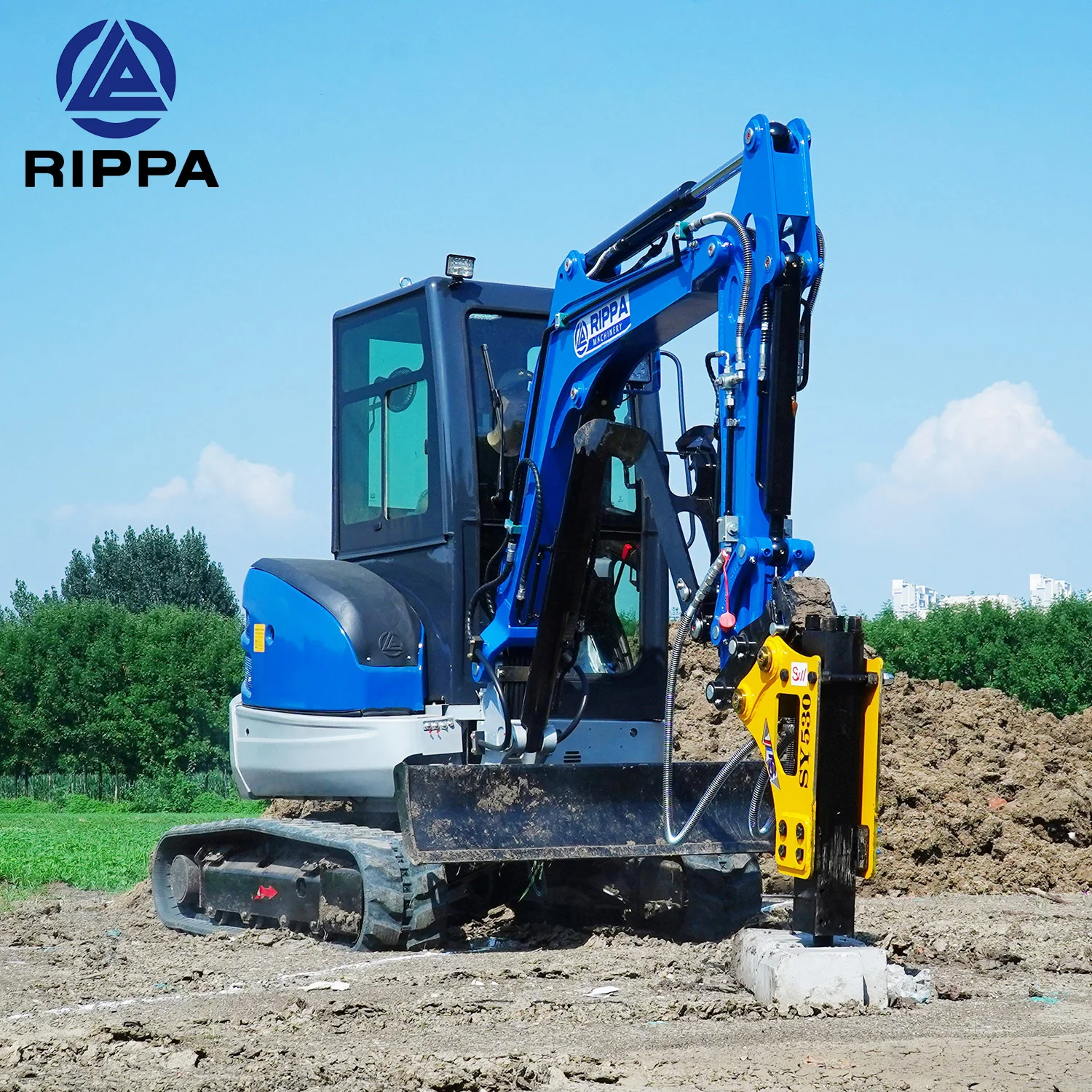 China Rippa Mini Excavator 3 Ton Epa Kubota Engine Crawler Digger Widely Used Mini Excavator Machine With Attachments