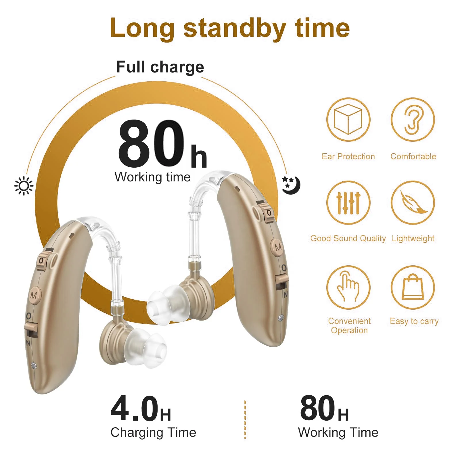 Wholesale China High Quality Wireless Hearing Aid Behind the Ear Medical Adult Hearing Aids Rechargeable for Seniors Elderly