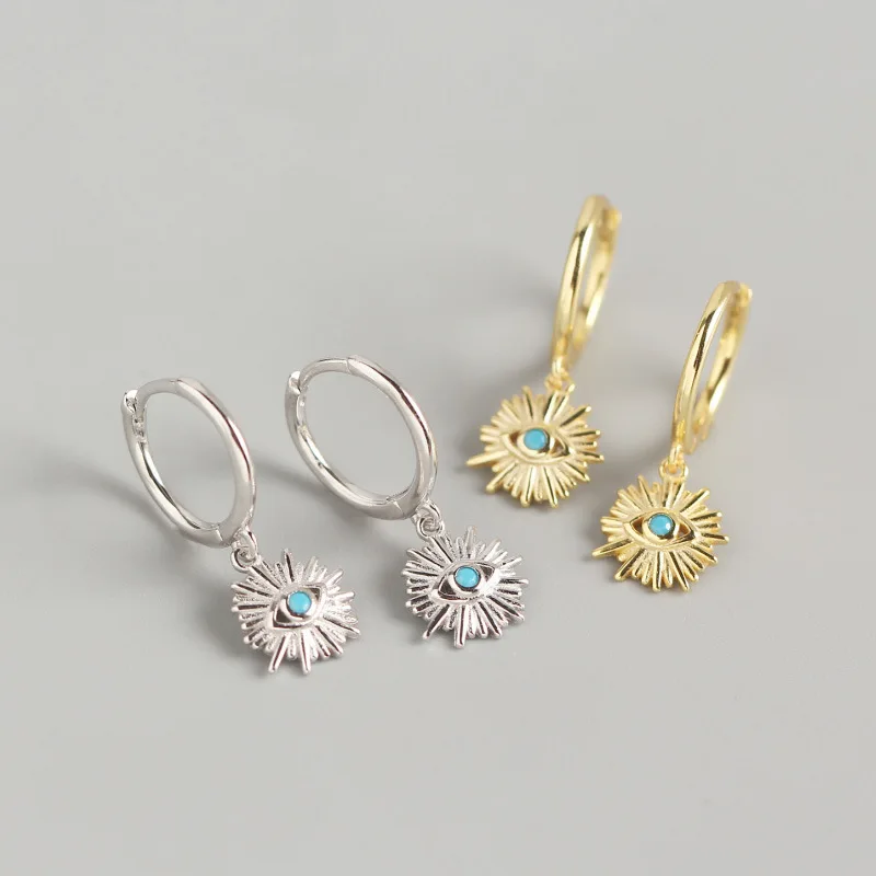 Rainbowkiong INS Dainty style silver 925 sterling gold plated Sunflower shape women huggies hoop earrings