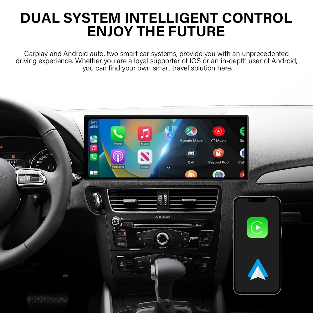 2009-2018 Audi Q5 12.3' Dashboard Auto Audio Stereo with GPS DVR Carplay Android 2K HD Picture Quality Entertainment Multimedia