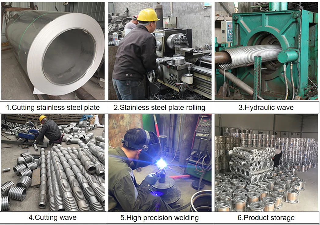 Compensator SS304 Flexible Corrugated Design Welded Metal Bellows Pipe Steam Expansion Joints