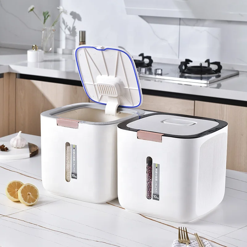 Kworld Customizable 10kg Plastic Rectangular Rice Storage Bucket Silo Grain Storage Silos for Food Grain Preservation