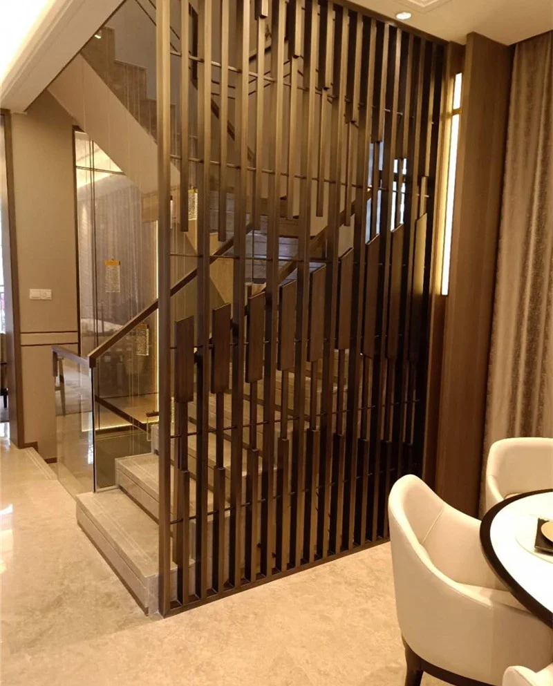 Interior partition wall living room divider black antique color stainless steel screens for luxury villa decoration