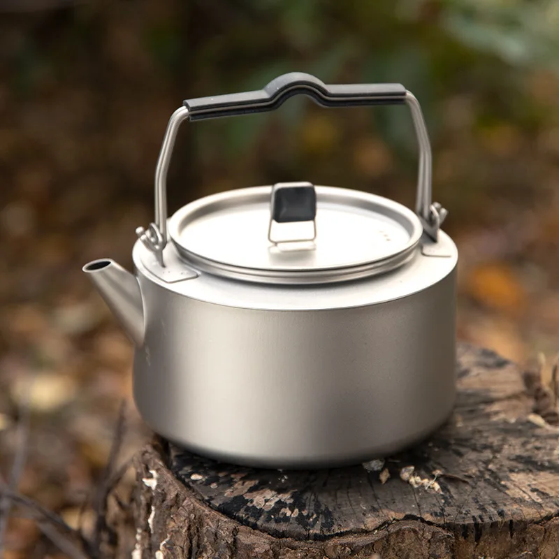 Outdoor Pure Titanium Kettle Travel Cookout Portable Tea Kettle Cooking Teapot Camping Picnic Titanium Kettle