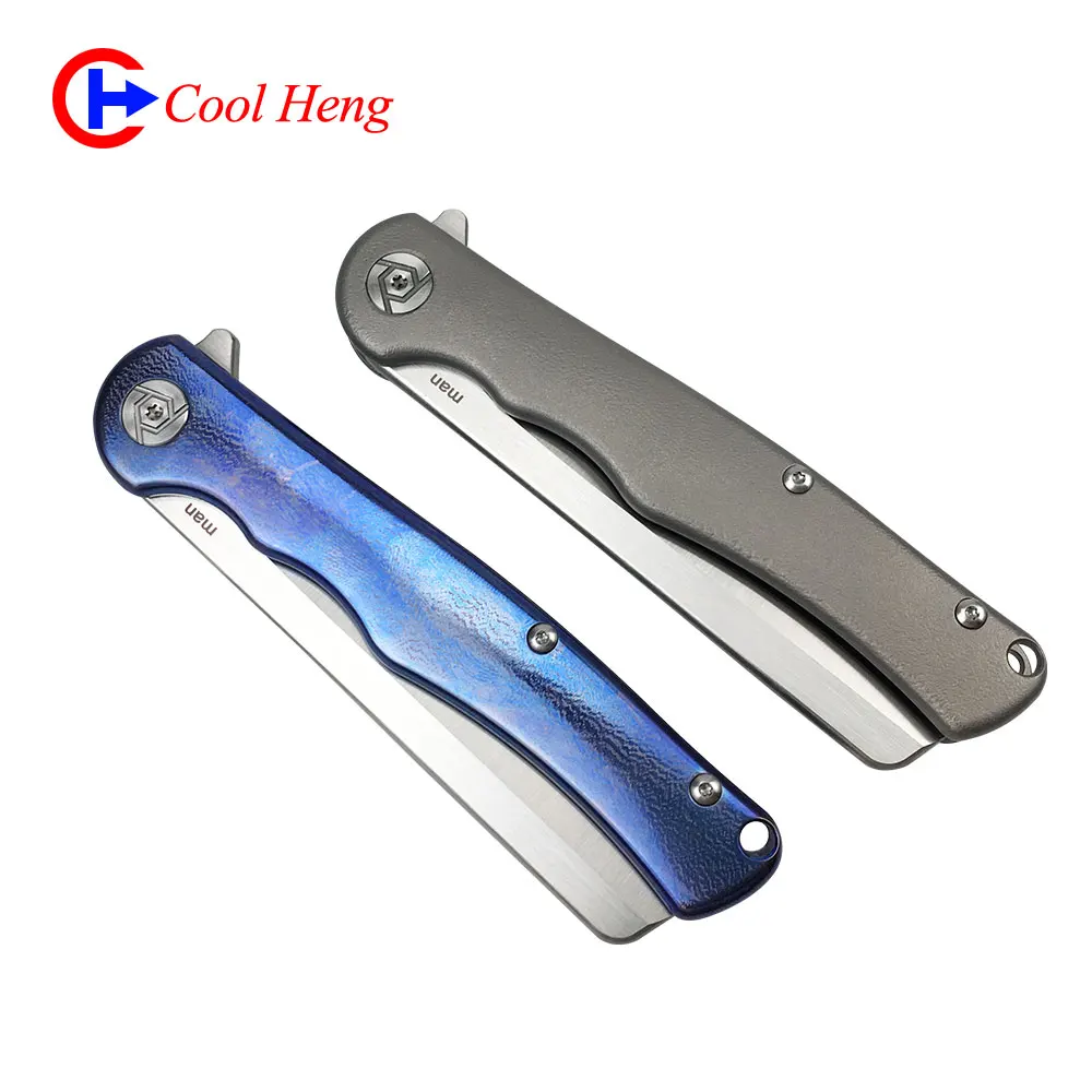 
S35VN steel Titanium handle Barber Shaving Razors Straight Cut Throat Shavette Fixed blade Folding razor knife 