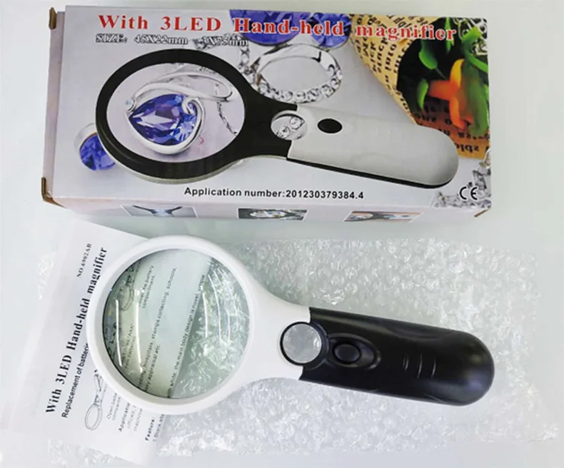 Snbo Handheld Magnifier Reading 30X Lens 12LED Light Magnifying Glass