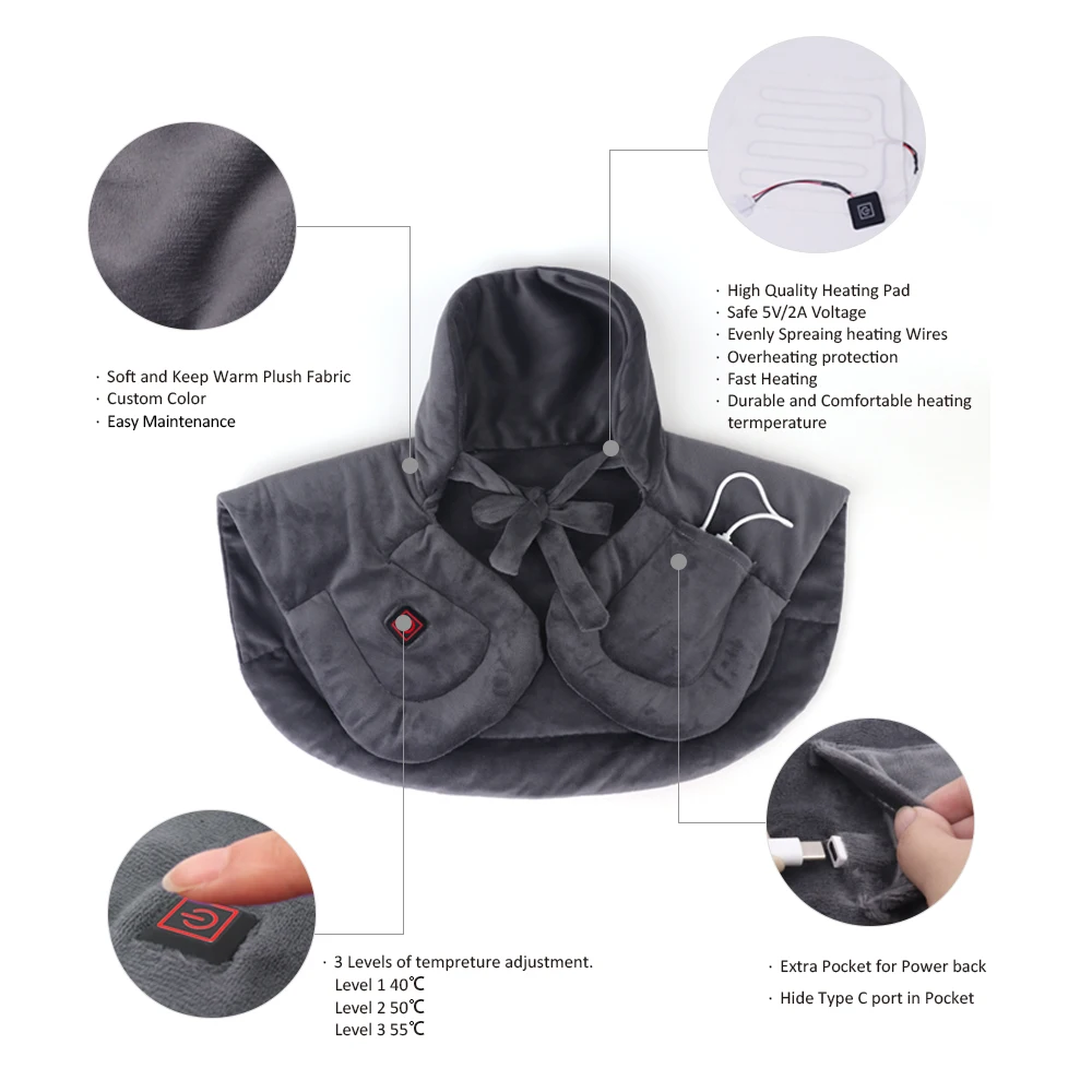 Easy use USB line heating Neck warm  5V/2A warm scarf pad quick heating USB electric heating portable neck wrap