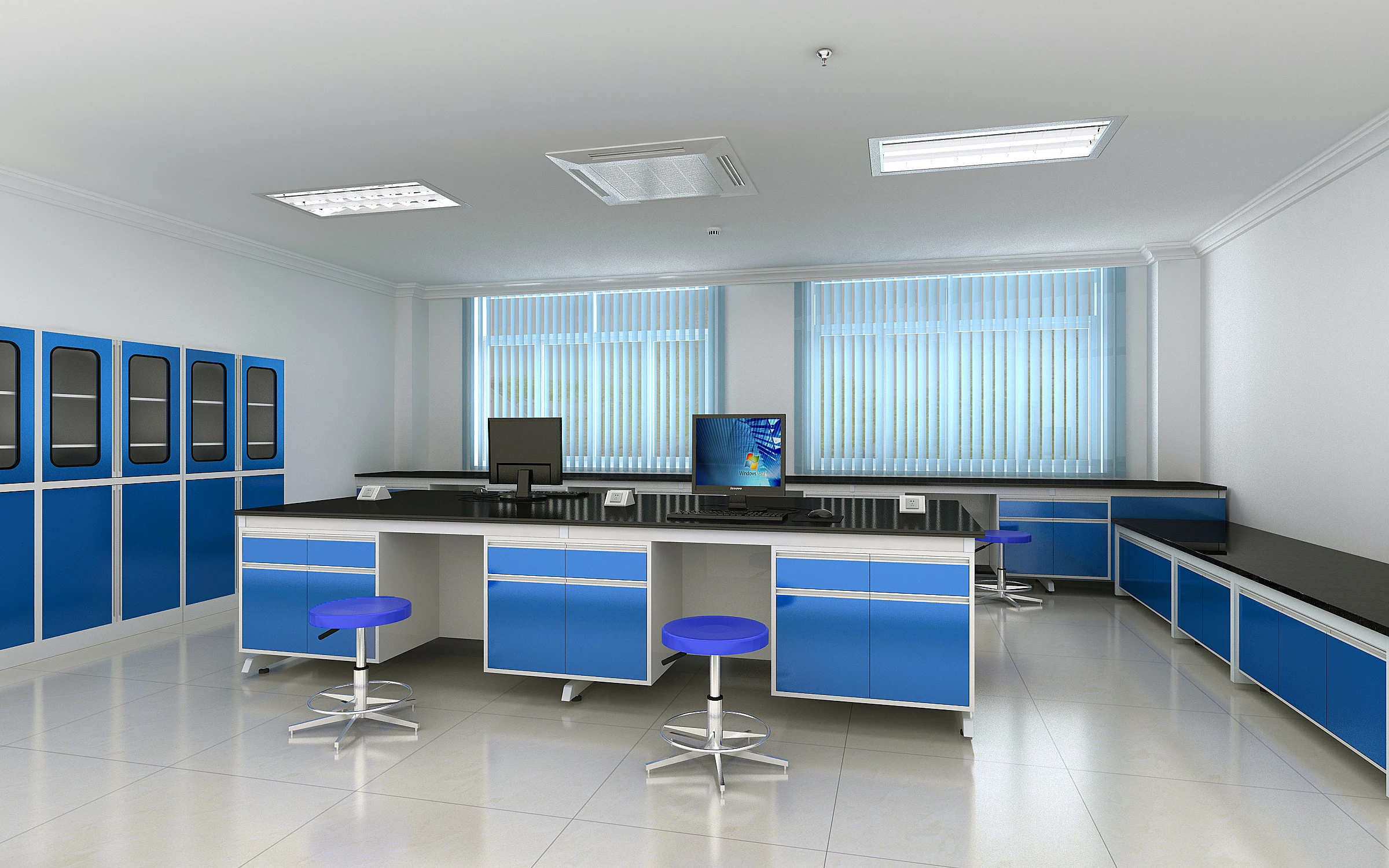 All-Steel Laboratory Furniture Central Bench Chemical Test Table