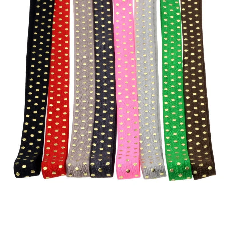 
Huihuang elastic ribbon spandex gold foil ribbon elastic Polka Dots printed elastic ribbon 