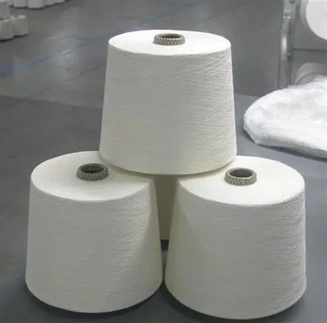 Low Price 100% recycled polyester yarn supplier  30/1 Raw White  Spun Yarn for yarns knitting and weaving
