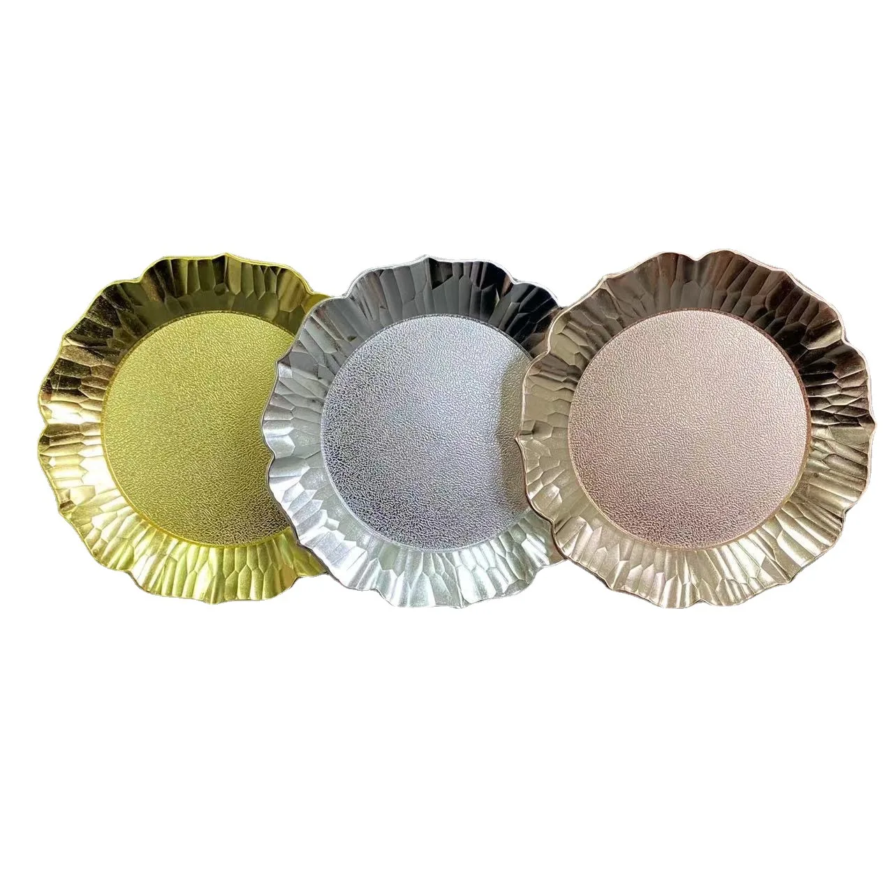 2023 New Design Charger Plates plating plastic petal type for Wedding party decoration Charger Plate wholesale