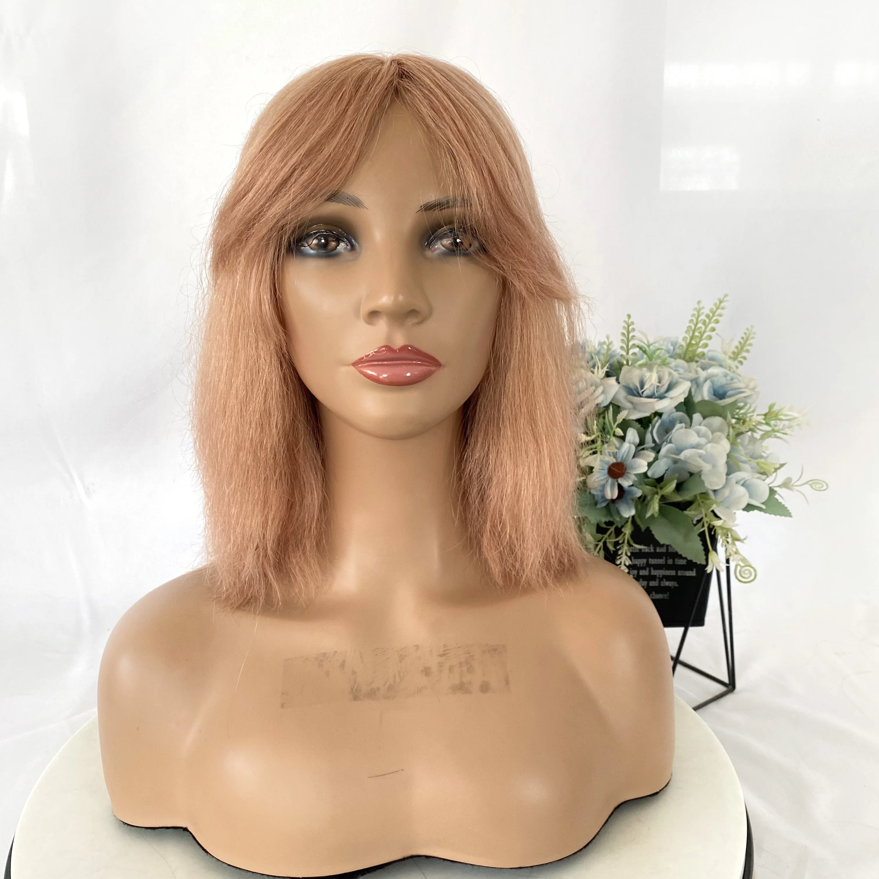 wholesale 100%Natural Virgin human hair wigs With silk straight weave short hair wigs