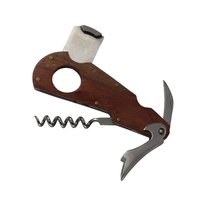 Wooden Hippocampal Knife Cigar Scissors Alcohol Corkscrew Tobacco Accessories 2 in 1 Stainless Steel Cigars Cutter