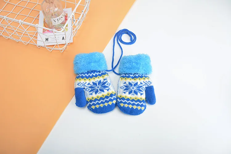 4-8 Years Weave Knitted Mitten Keep Warm Brushed Double-deck Fashional Snow Design Jacquard Winter Hot Sale Kids