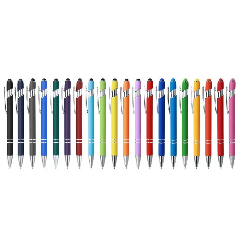 X1029 Hot Selling Promotional New Multifunction Ball Stylus Soft Touch Screen Pen 2 In 1 With Custom Logo Metal Ballpoint Pens