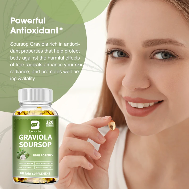 Beworths Organic Soursop Graviola extract supplement Soursop Graviola Softgel Capsule for Immune Digestion
