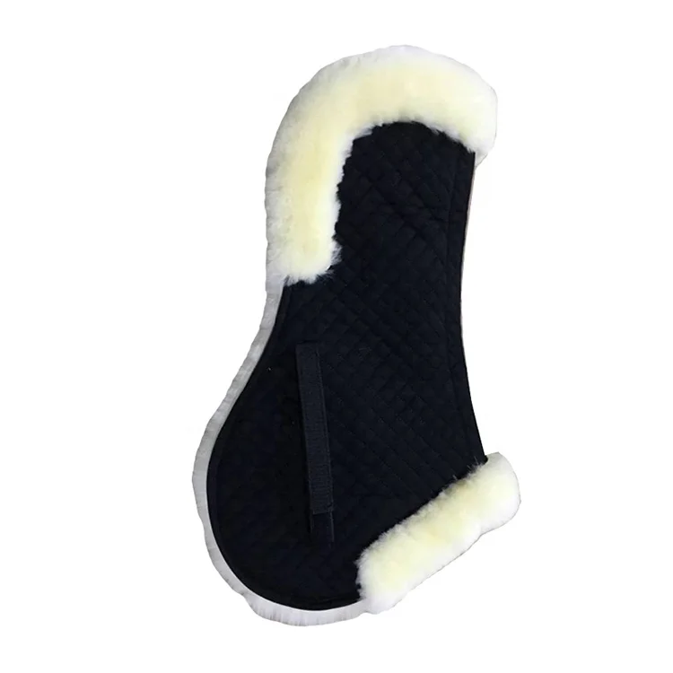 Black /White Australian Lambskin Dressage Polycotton Horse Saddle Pad With Sheepskin for equestrianism