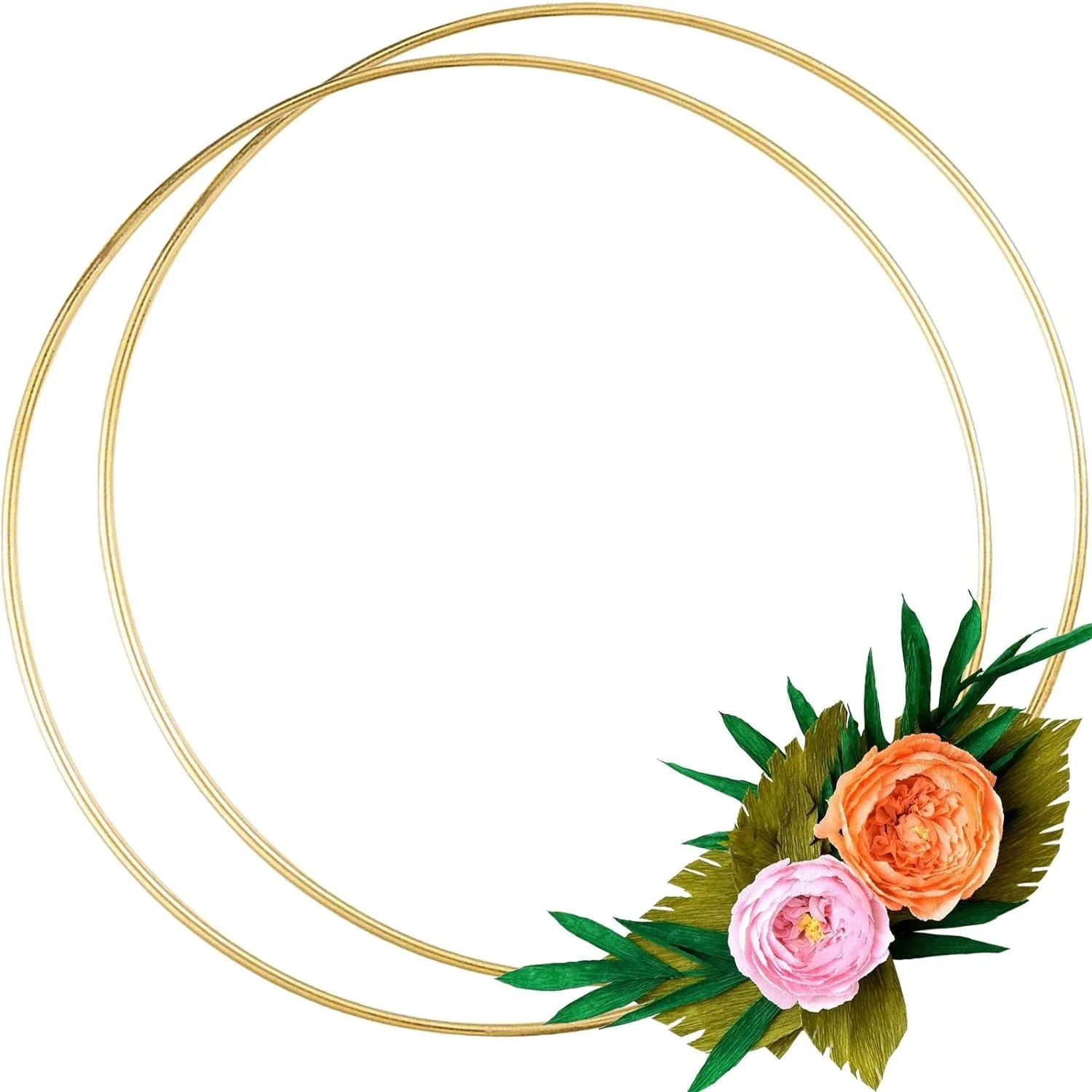 14 Inch Metal Floral Hoop Wedding for Table Wreath Rings Large Gold Craft for Making Decor Dream Catcher and DIY Wall Hanging