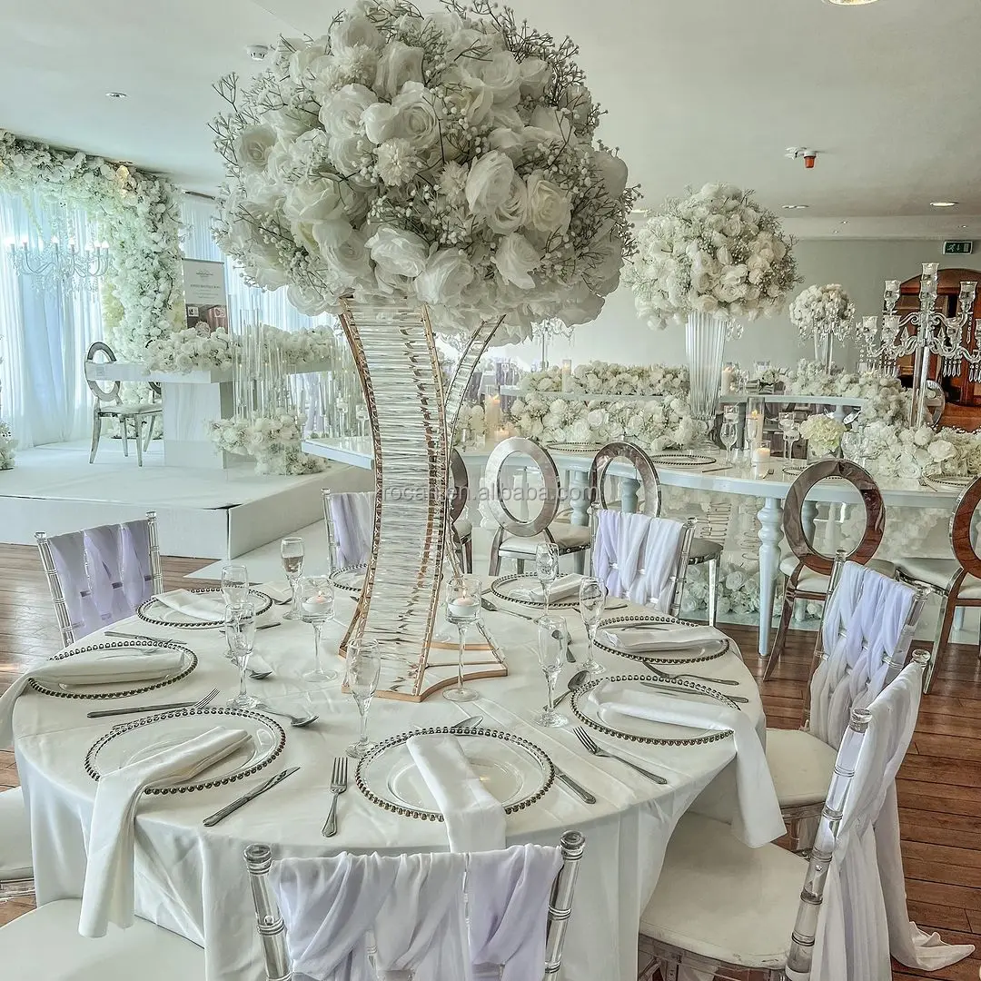 Center Pieces Party Clear Gold Flower Vase Stand Wedding Decoration Table Centerpieces for Wedding Table Decoration