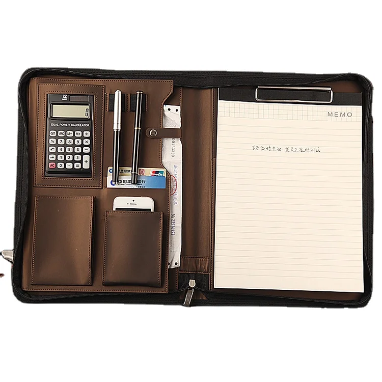 Durable Multi Function A4 Leather Business portfolio Custom Personalized Mens Folders Pu Leather portfolio