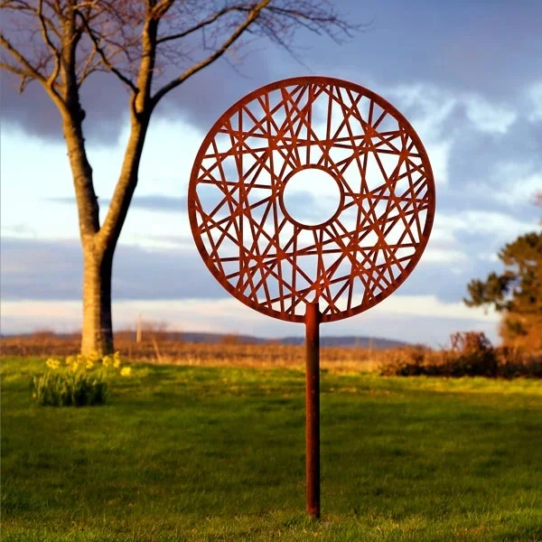 Custom Laser Cut Garden Rusty Metal Decoration Ornament Lawn Iron Stake Garden Ornament