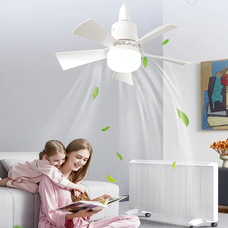 Dimmable Small Socket Fan Light Ceiling Fans with Bulb Lights 30W 40W for Garage Kitchen Bedroom Balcony Living Room Store