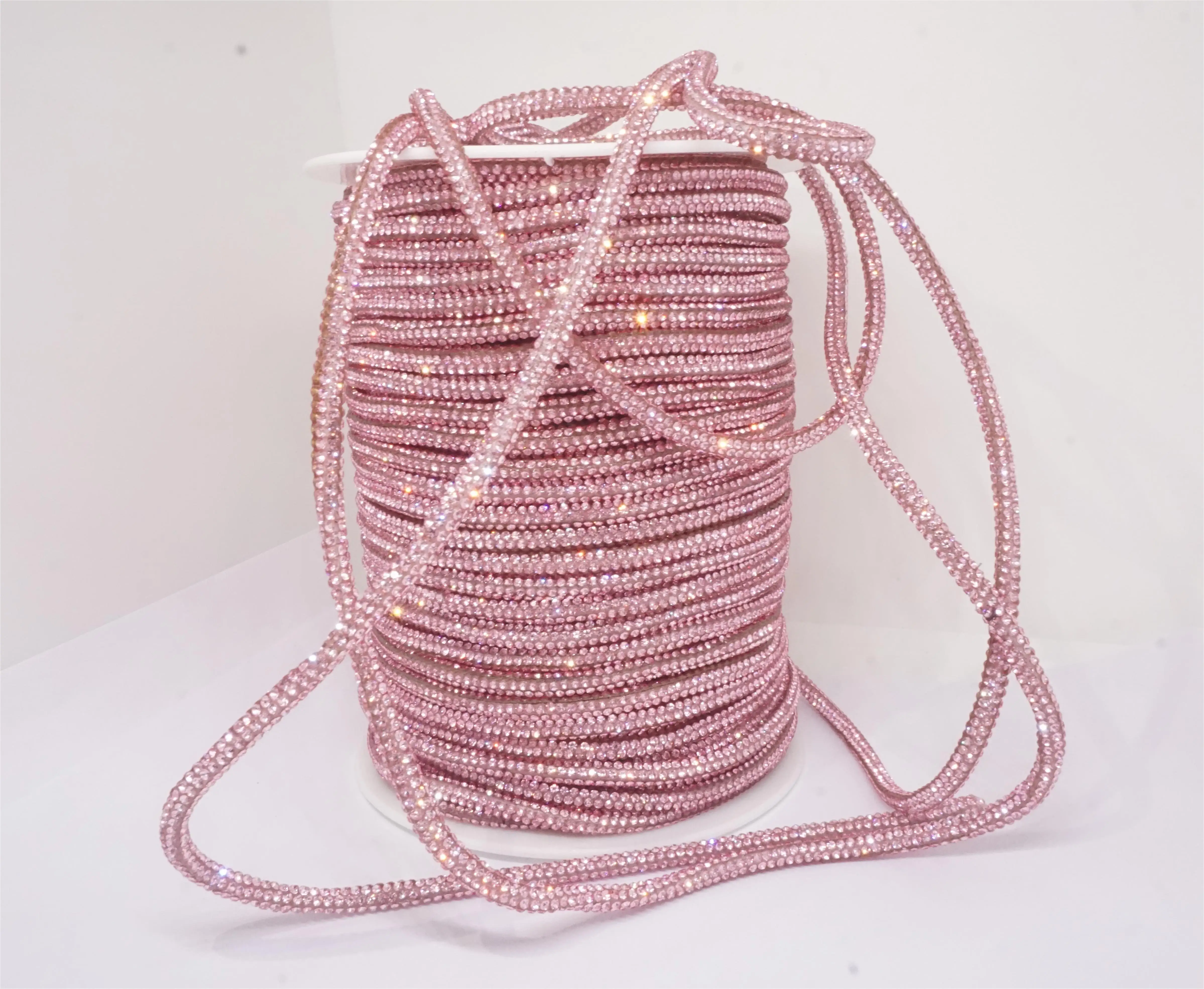 SINRONG Water Diamond Rope Colorful Flash Round Tube Diamond Rope 4mm 6mm Crystal Shoe Lace DIY Rope Bow