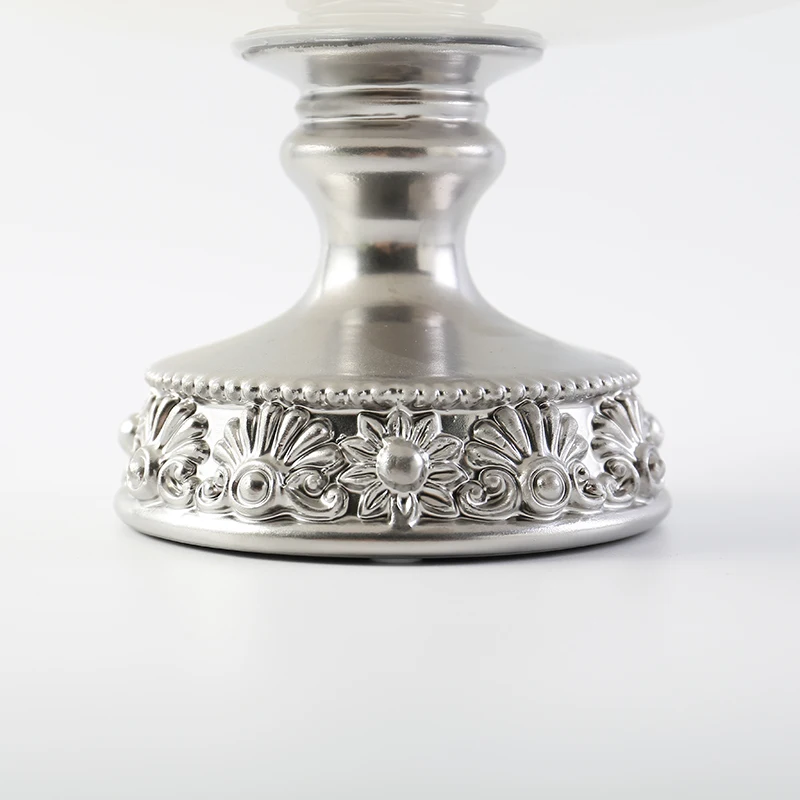 European Nordic Wedding  Cake Stand Silver Edge Afternoon Tea Display Stand Tray