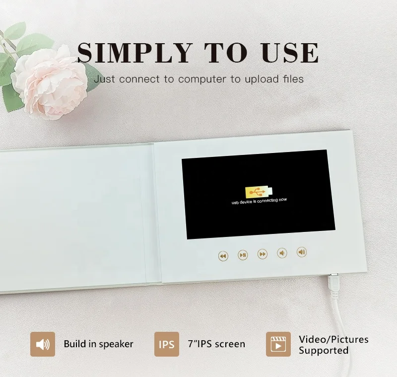 Promotional Gift advertisement 7 inch LCD marketing promotion hardcover video wedding book brochure cards digital booklet