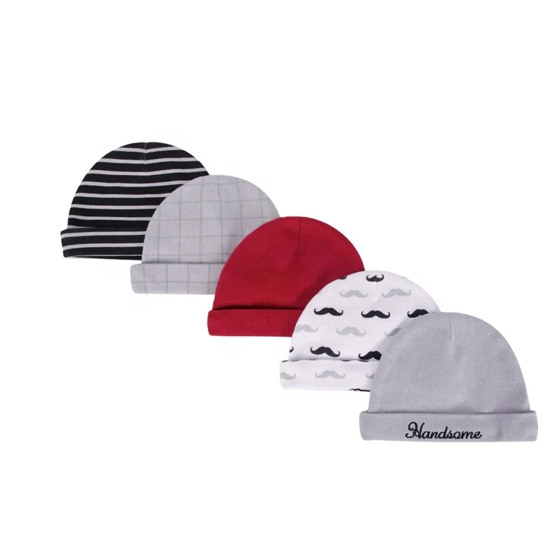 Luvable Friends Baby Hat Set 5PK Newborn Baby Hats 100% Cotton NO.34728CH