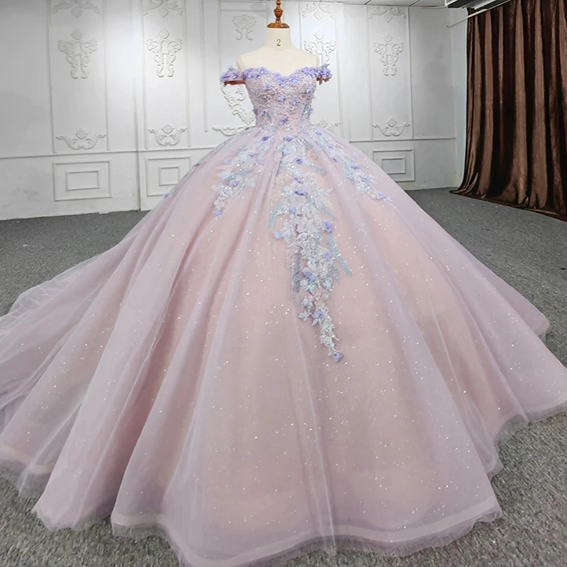 SUNNY Quinceanera Dresses Ball Gown Flower Vestidos De Evening Party Dress