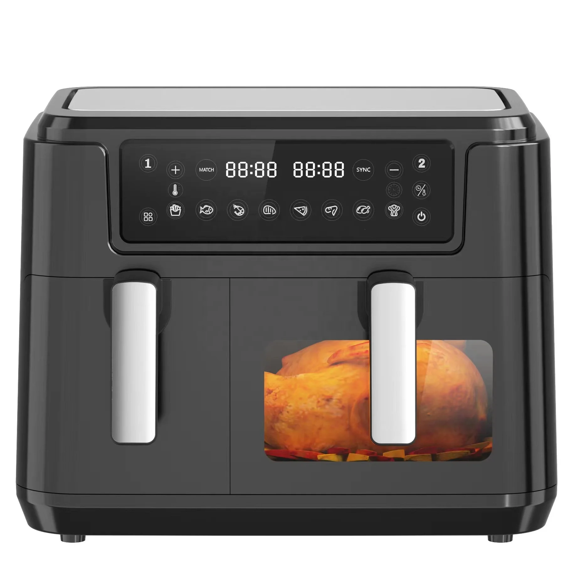 GIAYOL 2400W double 2 Baskets 9liter Freidora De Aire Electric Dual Zones Digital Air fryer LED Display Control Panel Oil Free