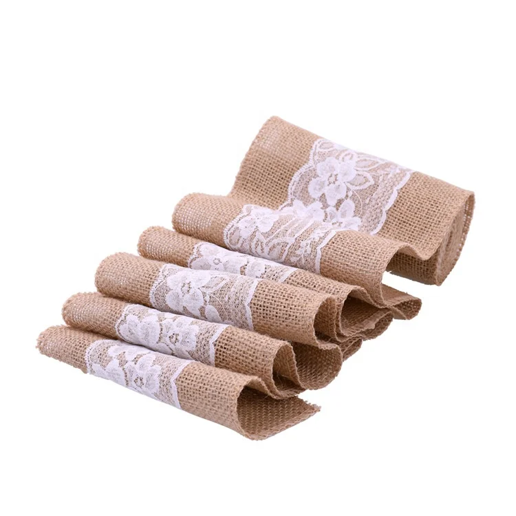 Vintage Jute Burlaps Lace Roll for Wedding Decoration Chair Sashes Home Decoration Ornamental Pendant