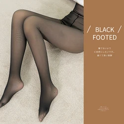 Women Warm Fleece Fake Translucent Lined Winter Leggings Pantis terciopelados meia calca translucida medias gruesas invierno